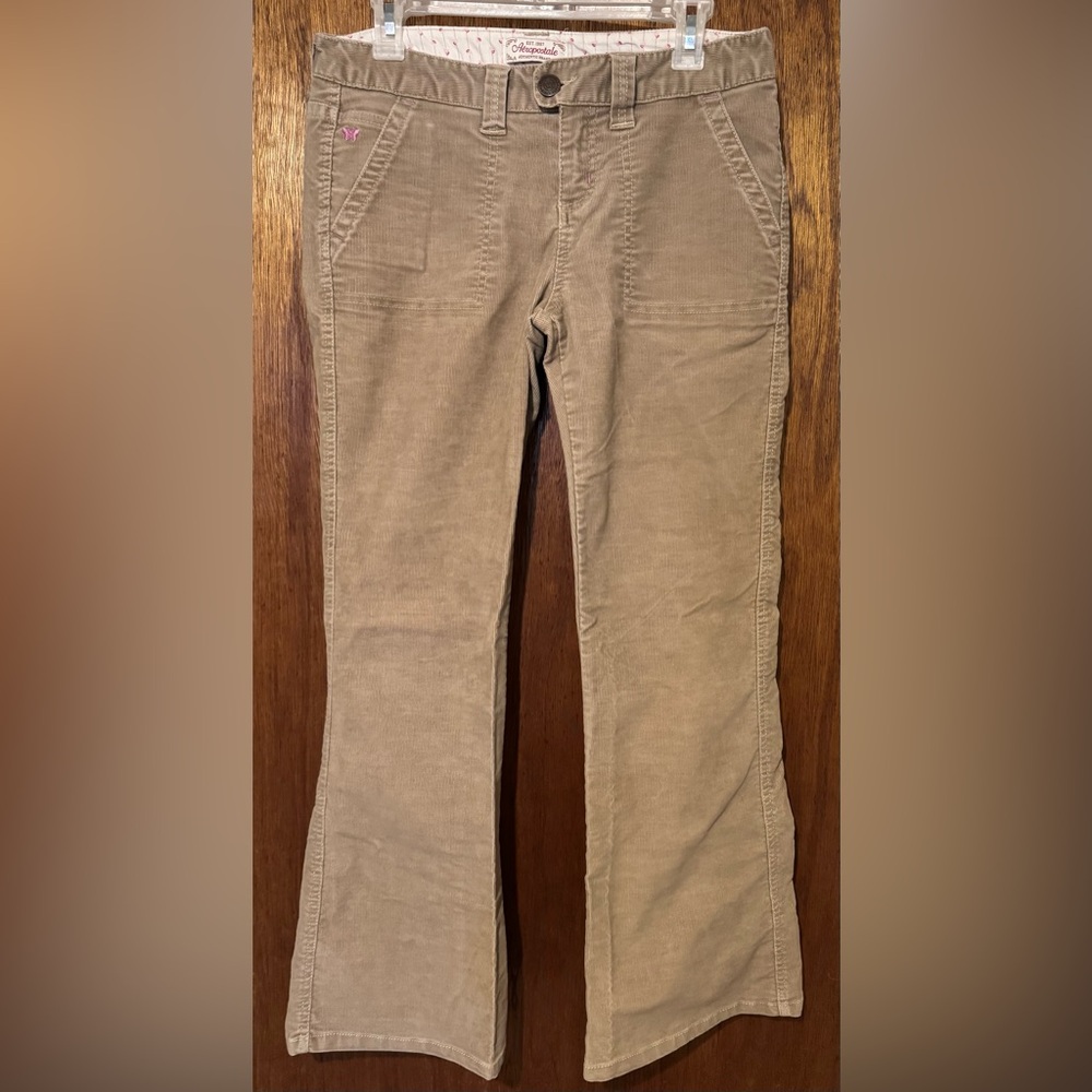 Aeropostale Tan Boot Cut Pants Size 5/6 Short Y2K Vintage Corduroy Logo